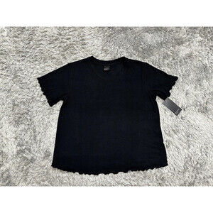 Free Press Women's Short Sleeve Sleepwear T-Shirt Blouse In Black Size S NWT